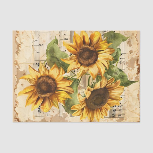 Lovely sunflowers floral music sheet ephemera (Front)