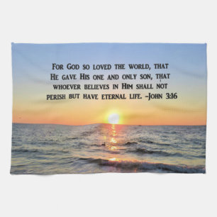 LOVELY SUNRISE JOHN 3:16 DISH TOWEL