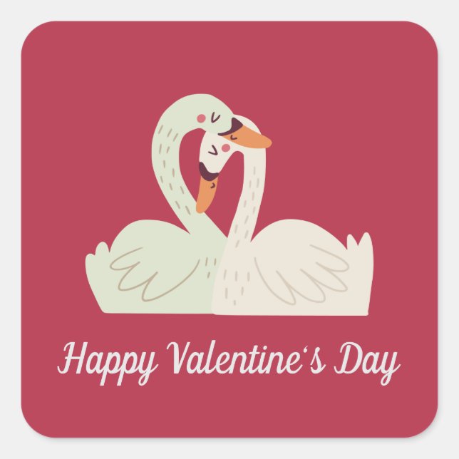 Lovely Swan Couple Valentine | Sticker Seal (Front)
