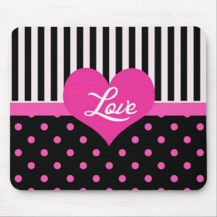 Lovely, sweet, elegant, cute pink polka dots mouse pad