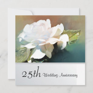 Lovely Tea Rose 25th Wedding Anniversary  Invitation