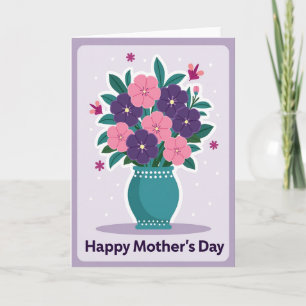 Lovely Teal Vase Flower Card