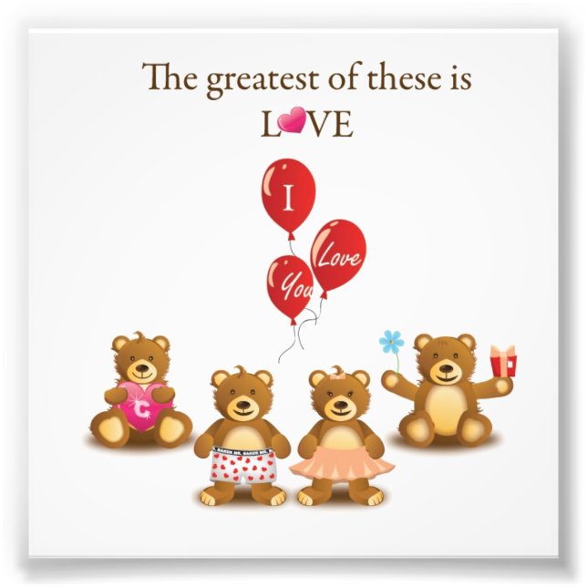 Lovely Teddy Bear Vector Graphics CUTE CARTOON COL Photo Print (Front)