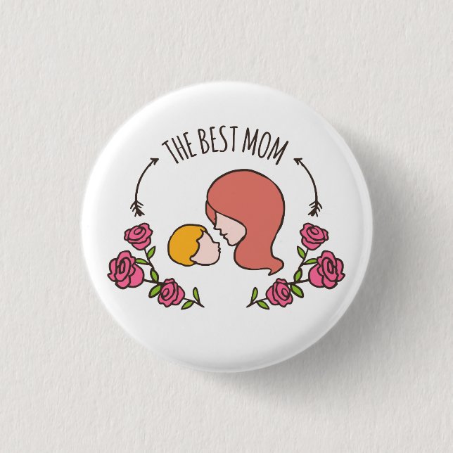 Lovely The Best Mum Mother's Day Pin Button (Front)