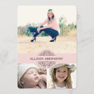 Lovely Then and Now Photo Graduation Party Pink Invitation