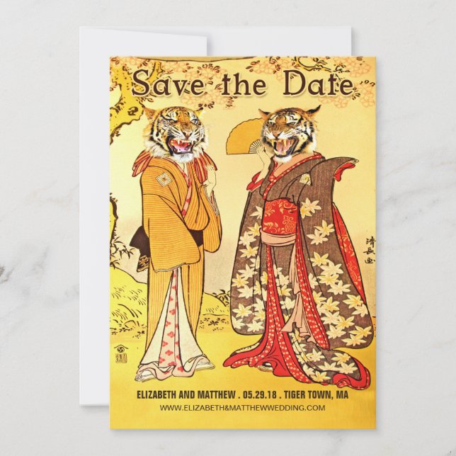 Lovely Tiger People Save the Date Invitations (Front)