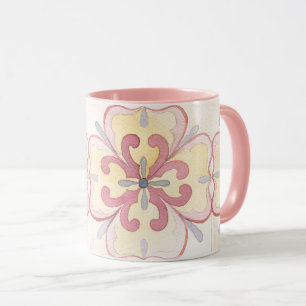 Lovely tile floral pattern Classic watercolor pink Mug