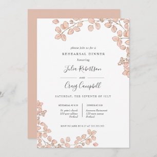 Lovely Tiny leave pink Whimsical Rehearsal Dinner Invitation