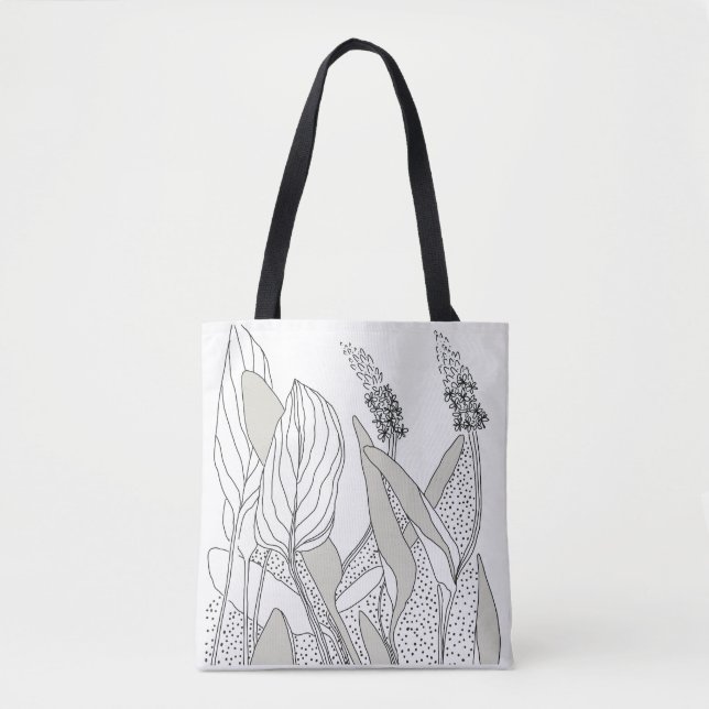 lovely tote with plant illustrations.  bag (Front)