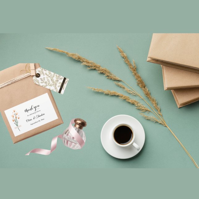 Lovely Trendy Pink Watercolor Wildflower Wedding Rectangular Sticker (Creator Uploaded)