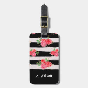 Lovely trendy travel accessories, pik rose flowers luggage tag