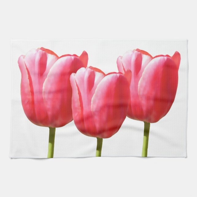 Lovely Trio Tulip Blooms Tea Towel (Horizontal)