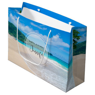Lovely Tropical Destination Scenic Beach Birthday Large Gift Bag