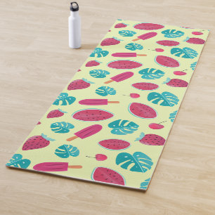 Lovely Tropical Fruits Leaves Ice Pops Pattern   Yoga Mat