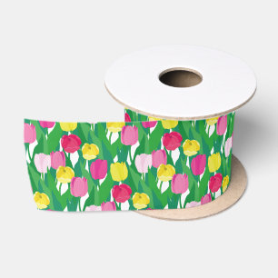Lovely tulips. satin ribbon