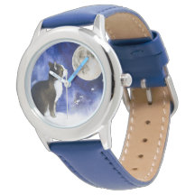 Lovely Tuxedo Cat and Full Moon Watch