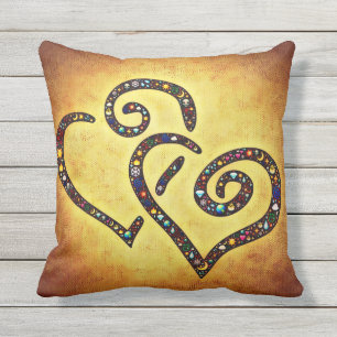 Lovely Twin Heart Yellow pillow