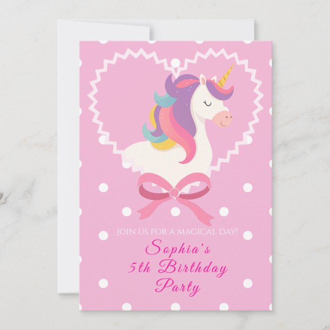  Lovely Unicorn Birthday Invitation (Front)