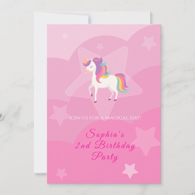  Lovely Unicorn Birthday Invitation (Front)