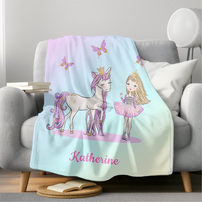 Lovely Unicorn Dreams Personalised Fleece Blanket (Creator Uploaded)