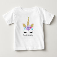 Lovely Unicorn Purple Floral First Birthday Outfit
