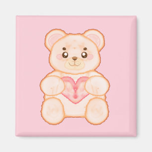 Lovely Valentine's Day Bear With Red Heart Magnet
