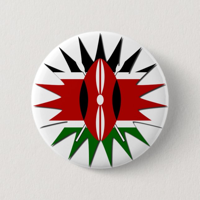 Lovely Vibrant Kenyan Flag Pattern: An 18-Star Art 6 Cm Round Badge (Front)
