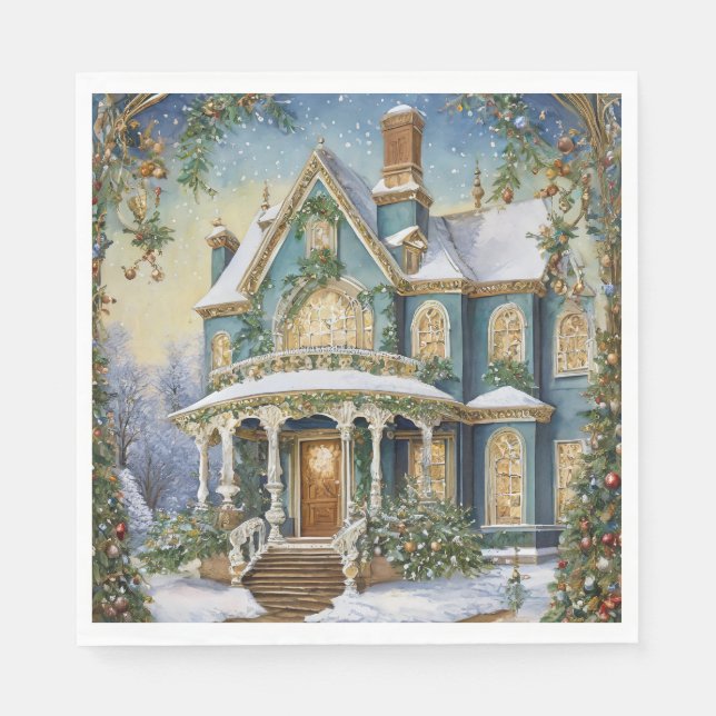 Lovely Victorian Christmas Napkin (Front)