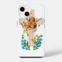 Lovely Vintage Angels With Pink Cross