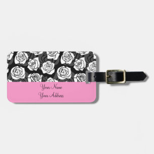 Lovely Vintage black and white roses Luggage Tag