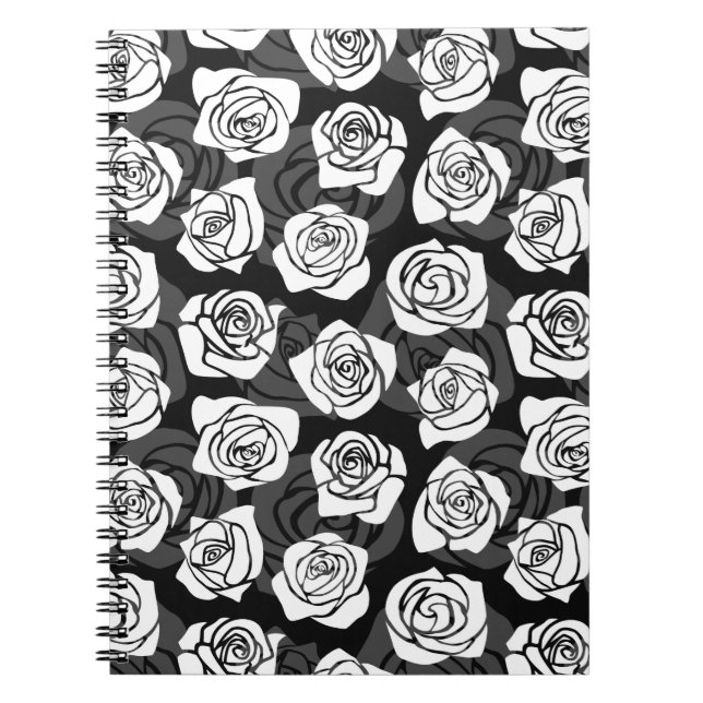 Lovely Vintage black and white roses Notebook (Front)