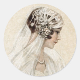 Lovely Vintage Bride Classic Round Sticker