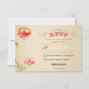 lovely vintage design wedding rsvp card