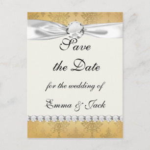 lovely vintage distressed gold damask announcement postcard