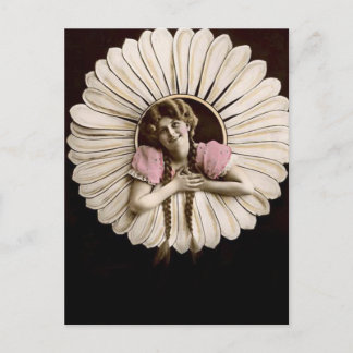 Lovely Vintage Flower Women Postcard