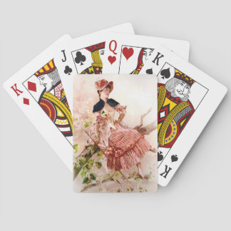 Lovely Vintage Lady In Pink Dress Playing Cards