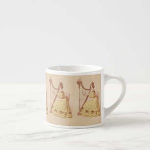 Lovely Vintage Lady Playing Music On A Harp Espresso Cup