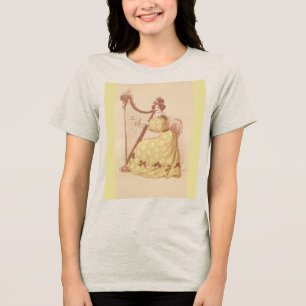 Lovely Vintage Lady Playing Music On A Harp Tri-Blend Shirt