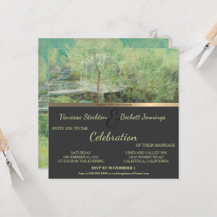 Lovely Vintage Painted Garden Wedding Invitation