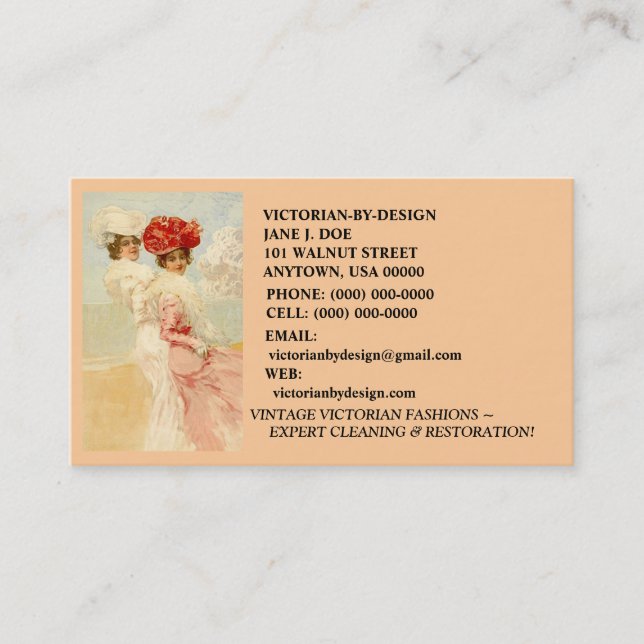LOVELY VINTAGE VICTORIAN FASHIONS ~ BUSINESS CARDS (Front)
