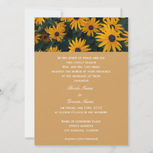 Lovely, warm inviting yellow daisy flowers wedding invitation