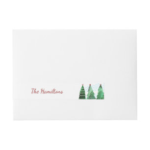 Lovely Watercolor Christmas Tree Holiday Wraparound Address Label
