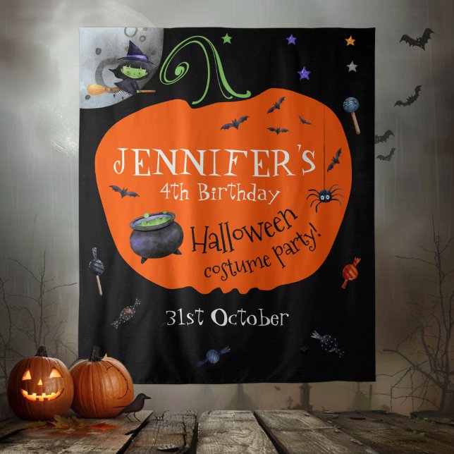 Lovely Watercolor Halloween Kids Photo Backdrop Tapestry (Creator Uploaded)