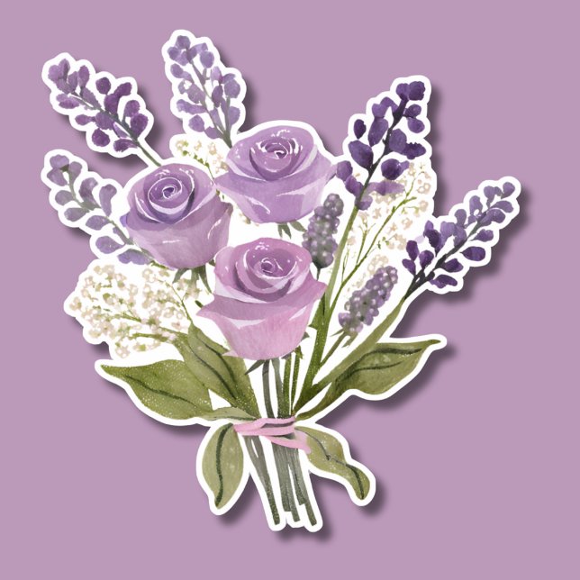 Lovely Watercolor Lavender Rose Bouquet Waterproof (Creator Uploaded)