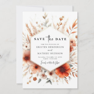 Lovely Watercolor Terracotta Wedding Save The Date