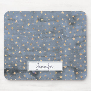 Lovely watercolor twinkle gold star lavender mouse pad
