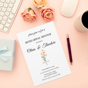 Lovely Watercolor Wildflower Rehearsal Dinner  Invitation