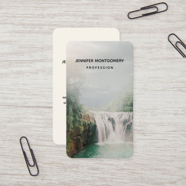 Lovely Waterfall in a Mountain Forest Business Card (Front/Back In Situ)