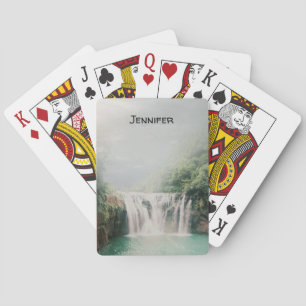 Lovely Waterfall in a Mountain Forest Playing Cards