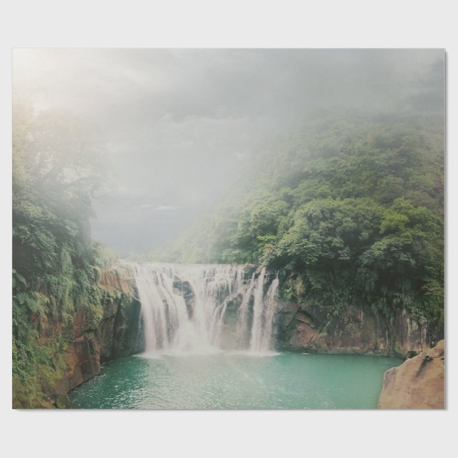  Lovely Waterfall in a Mountain Forest Wrapping Paper (Flat)